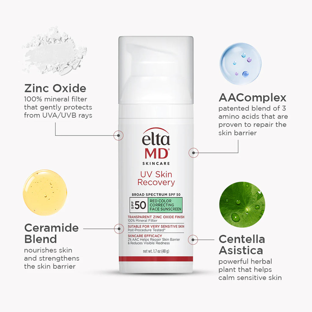 EltaMD UV Skin Recovery Red Color Correcting Green Tint Broad Spectrum SPF 50